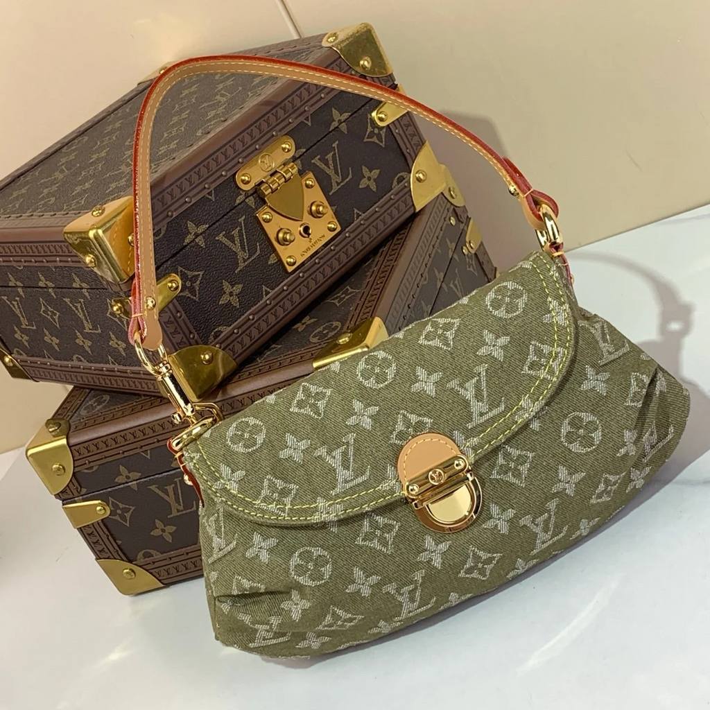 Bolso bandolera de mezclilla vintage en verde pomelo