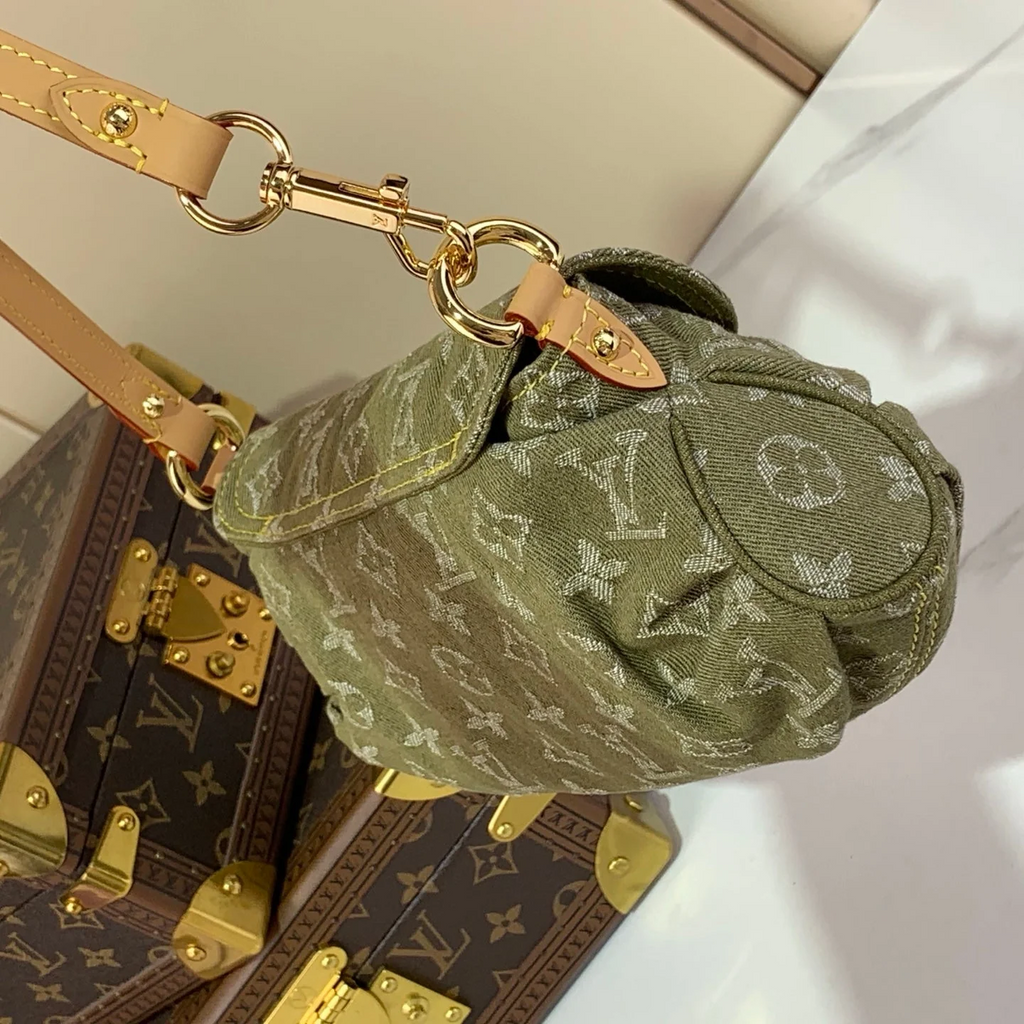 Bolso bandolera de mezclilla vintage en verde pomelo