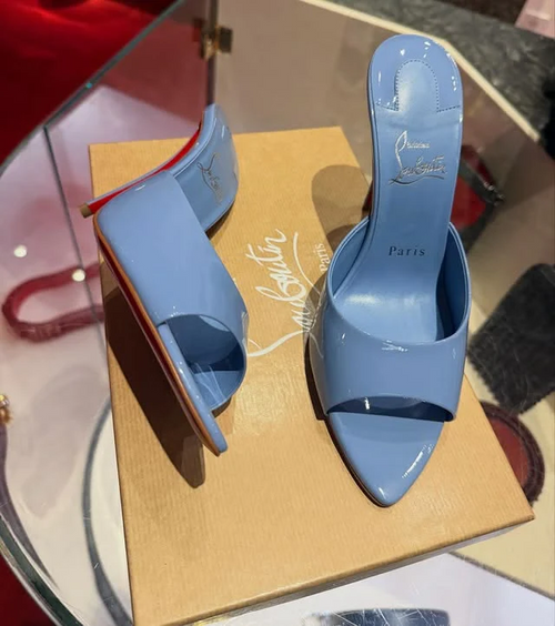 Blue open mules